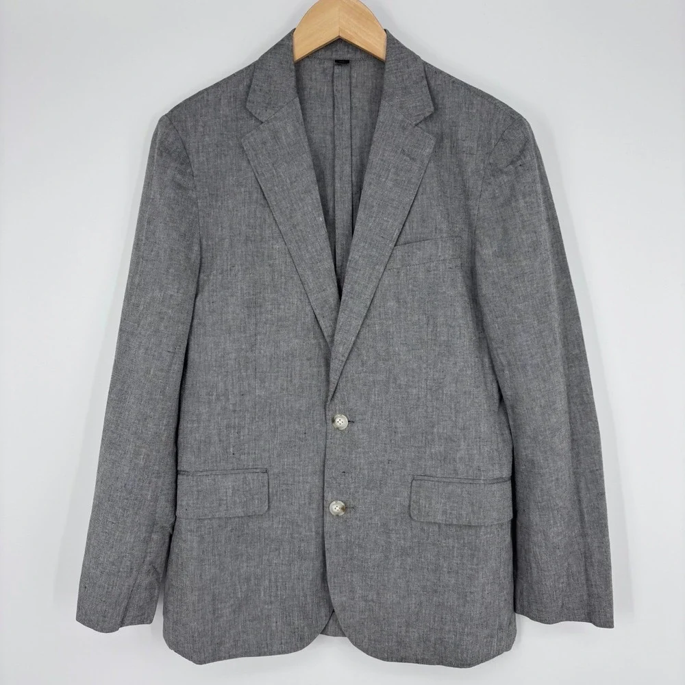 J Crew Ludlow Blazer Mens 36S Gray Cotton Linen Slim Fit Somelos Sport Coat